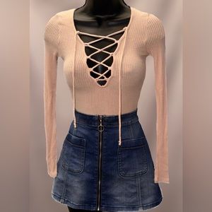 Bubblegum Criss Cross Long-Sleeve Top💕